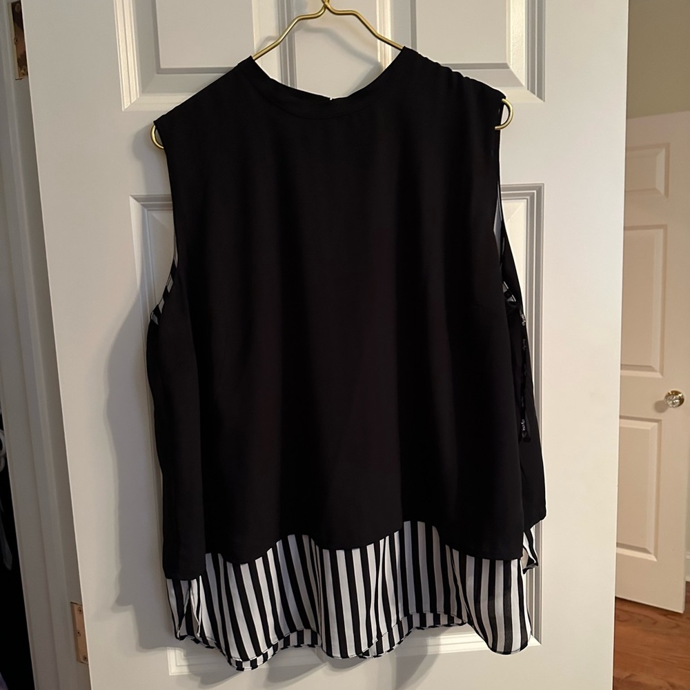 Black and White Striped Women's Top